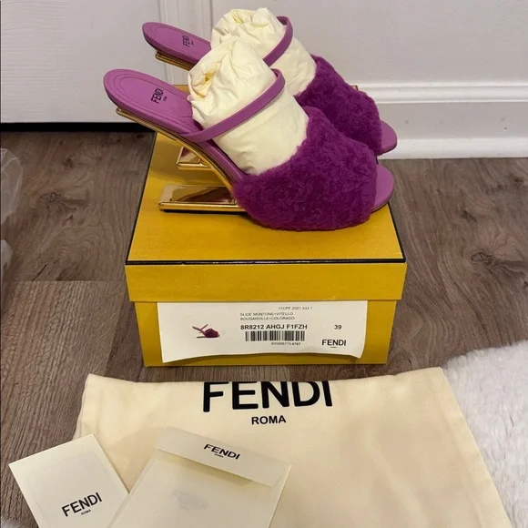 Fendi First Fendi Fur Heels Fendi First Heeled Sandals In Blue Lyst